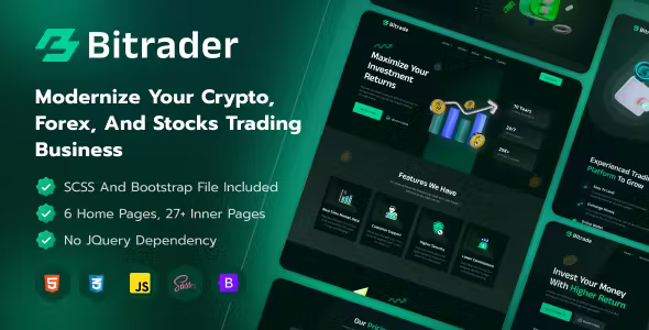 Bitrader - Crypto, Stock and Forex Trading Business HTML Template