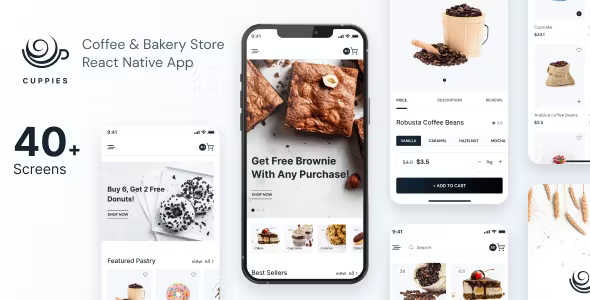 Cuppies - Coffee & Bakery Store React Native App Expo 48.0.18
