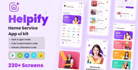 Helpify - Home Service App React Native CLI Ui Kit