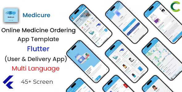 Online Medicine Ordering App Template in Flutter | 2 Apps | User App + Delivery App | Medicure