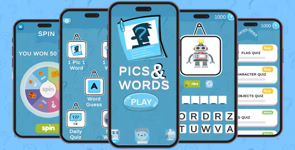 Pics and Words Puzzle Quiz 3 in 1 Quiz Brain game