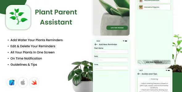 Plant Parent Assistant - iOS App - Water Reminder For Plants - Plants Care Guidance - Tips