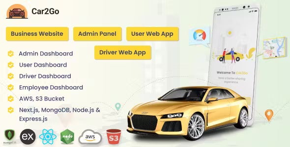 Car2Go - One Stop Ride Share Platform | User Web App | Driver Web App | Admin Panel (MERN)