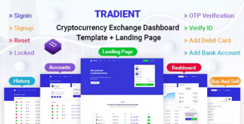 Tradient - Cryptocurrency Exchange Dashboard Template + Landing Page