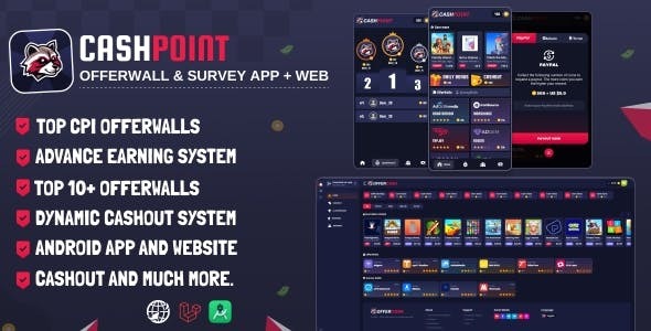 CashPoint Offers & Survay App + Website with Admin Panel