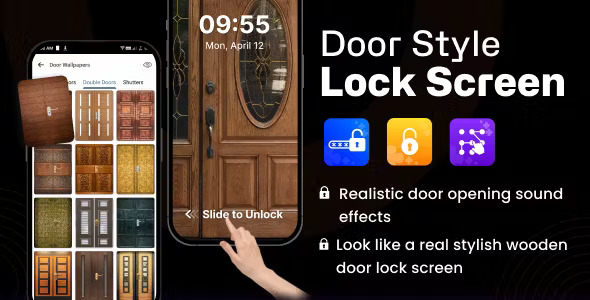 Door Style Lock Screen - Shutter Lock Screen Themes - Admob - Android App