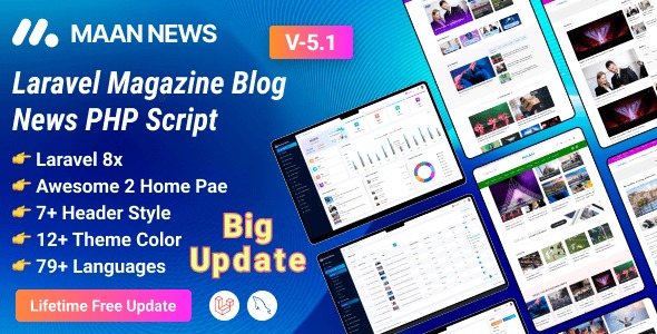 Maan News- Laravel Magazine Blog & News PHP Script