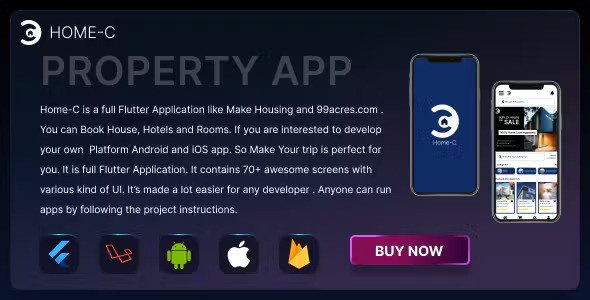 Home-C :- A Complete Real Estate App With Flutter Application & Laravel Backend | Web, Android, Ios