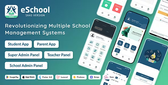 eSchool SaaS - School Management System with Student | Parents Flutter App | Laravel Admin