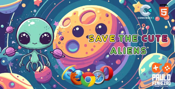 Save The Cute Aliens - HTML5 Game (With Construct 3 Source-code .c3p)