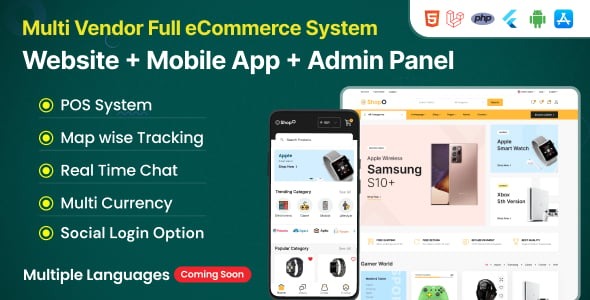 Shopo eCommerce - Multivendor eCommerce Flutter App with Admin Panel, Website & PWA