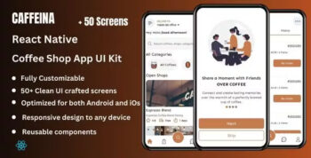 Caffeina - Coffee Shop React Native CLI App Template UI KIT