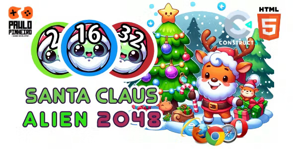 Santa Claus Alien 2048 HTML5 Game - (With Construct 3 Source-code .c3p)