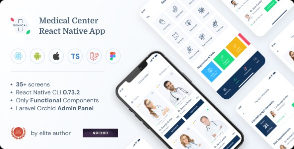 Demical - Medical Center React Native App | CLI 0.73.2 | TypeScript | Redux Store | Admin Panel