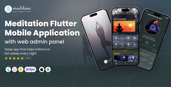 Maditam: Meditation App With Web admin | Daily Meditation App | Music App & Web admin Panel