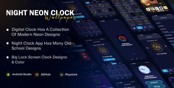 Night Neon Clock Wallpaper - Neon Clock Widget - Live Clock Wallpaper - Smart LED Clock Faces