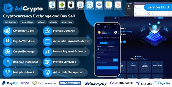 AdCrypto - Cryptocurrency Exchange and Buy Sell Full Solution