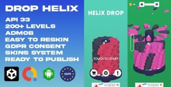 Drop Helix (200 Levels Unity Game Template + Admob Ads + GDPR Consent)