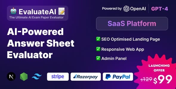 EvaluateAI - AI Powered Answer Sheet Evaluator and Marksheet Generator SaaS Platform