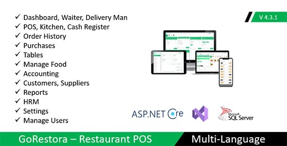 GoRestora - Restaurant POS ASP.Net Core MVC