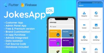 Jokes App - Mobile Flutter Application, Customer App and Admin Panel App