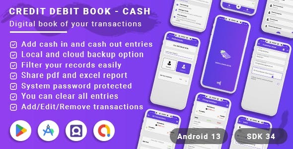 Credit Debit Book - Cash Book - Digital Khata Book(Android 13 + SDK 34)