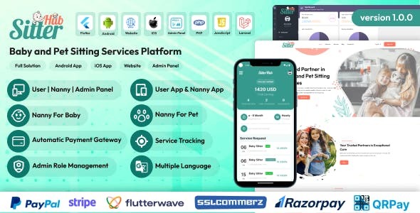 SitterHub - Baby and Pet Sitting Services Platform Full Solution