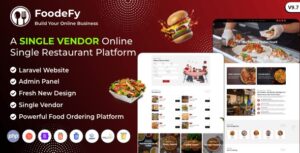 Foodefy - Single Restaurant Online Food Ordering Laravel Website Platform