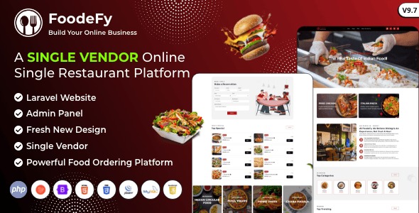 Foodefy - Single Restaurant Online Food Ordering Laravel Website Platform