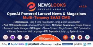 NewsLooks SAAS | OpenAI Powered News & Magazines Multi-Tenancy SAAS CMS [Extended License]