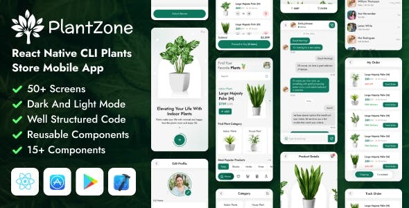 PlantZone - React Native CLI Plants eCommerce Mobile App Template