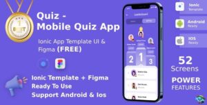 Quiz | ANDROID + IOS + FIGMA | UI Kit | Ionic | Online Quiz Game