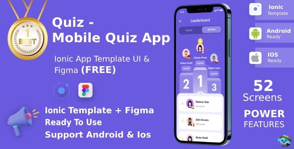Quiz | ANDROID + IOS + FIGMA | UI Kit | Ionic | Online Quiz Game