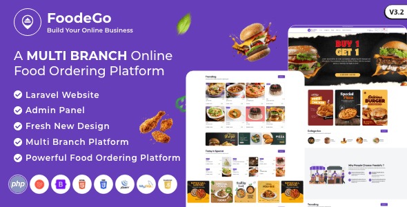 FoodeGo - Multi Branch Restaurant Online Food Ordering Laravel Website Platform