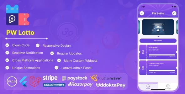 PW Lotto - Complete Flutter Lottery Application With Laravel Admin