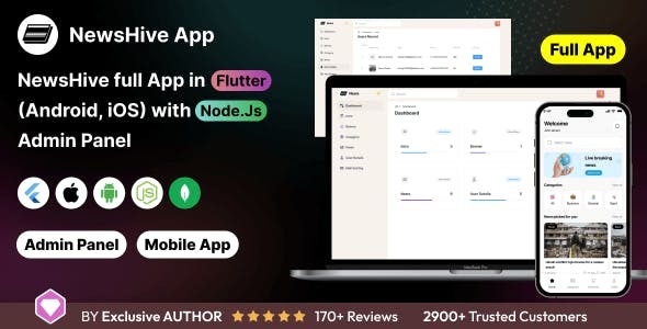 NewsHive: Flutter Full App (Android, iOS) with NodeJs Backend | BuzzStream App