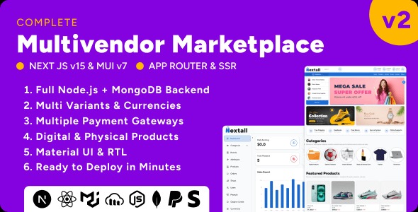 Nextall – Multivendor Ecommerce Marketplace Script with Next js, Node js & MongoDB