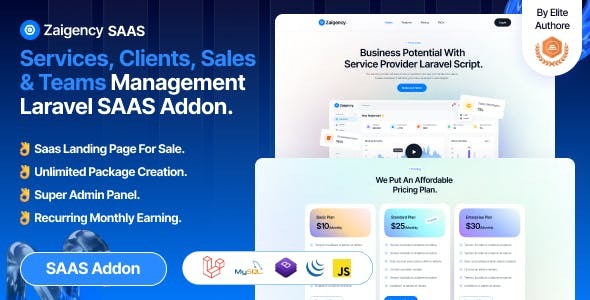 Zaigency - Services, Clients, Sales & Teams Management SAAS Addon