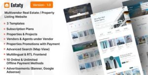 Estaty - Multivendor Real Estate / Property Listing Website (Subscription Based)