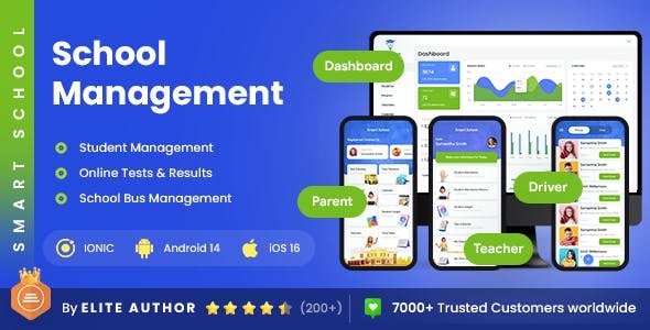 4 App Template | School Management App | Students' Dashboard | School Bus App | Smart School