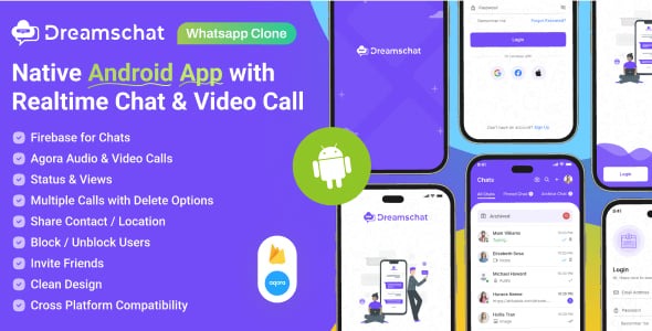 DreamsChat - WhatsApp Clone - Native Android App with Firebase Realtime Chat & Agora for Call