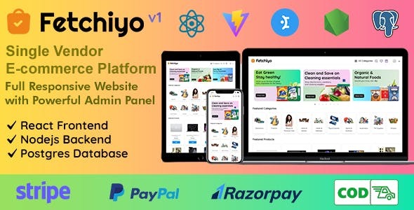 Fetchiyo - Single Vendor Ecommerce Platform with React, NodeJs & PostgreSQL