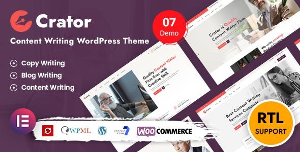 Crator - Content Writer & Copywriting WordPress Theme