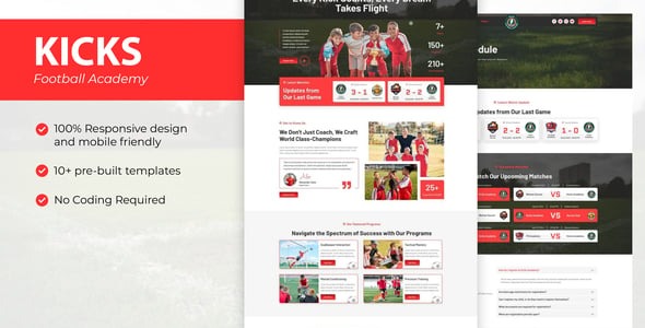 Kicks - Football Academy Elementor Template Kit