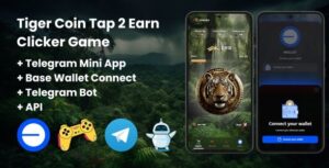 Tiger Crypto Coin Tap-2-Earn Clicker Game With Telegram Mini App + API + Bot + Base Wallet Connect