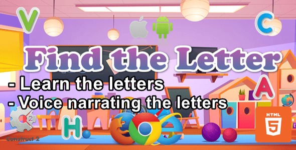Find The Letter for kids - Educational Game - HTML5 (.Capx)