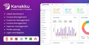 Kanakku – Invoice, Sales & Accounting Admin Dashboard Template (HTML, React, Vue, Angular, Laravel)