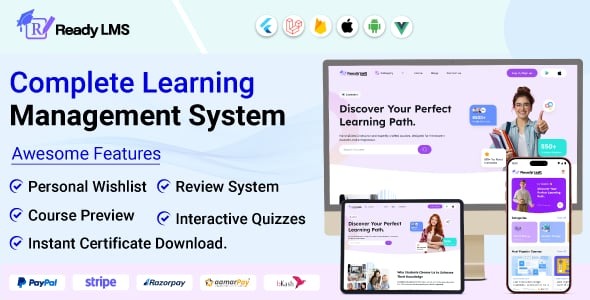 Ready LMS - Complete Learning Management System Websites, Mobile app with Admin panel