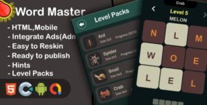 Word Master - Brain Puzzle (Html+Mobile+Construct 3)