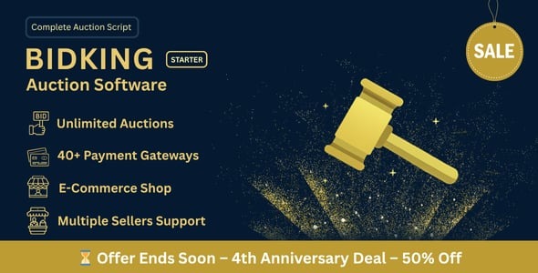 BidKing – Powerful PHP Auction Script with Seller Panel, Wallet System & E-commerce Support